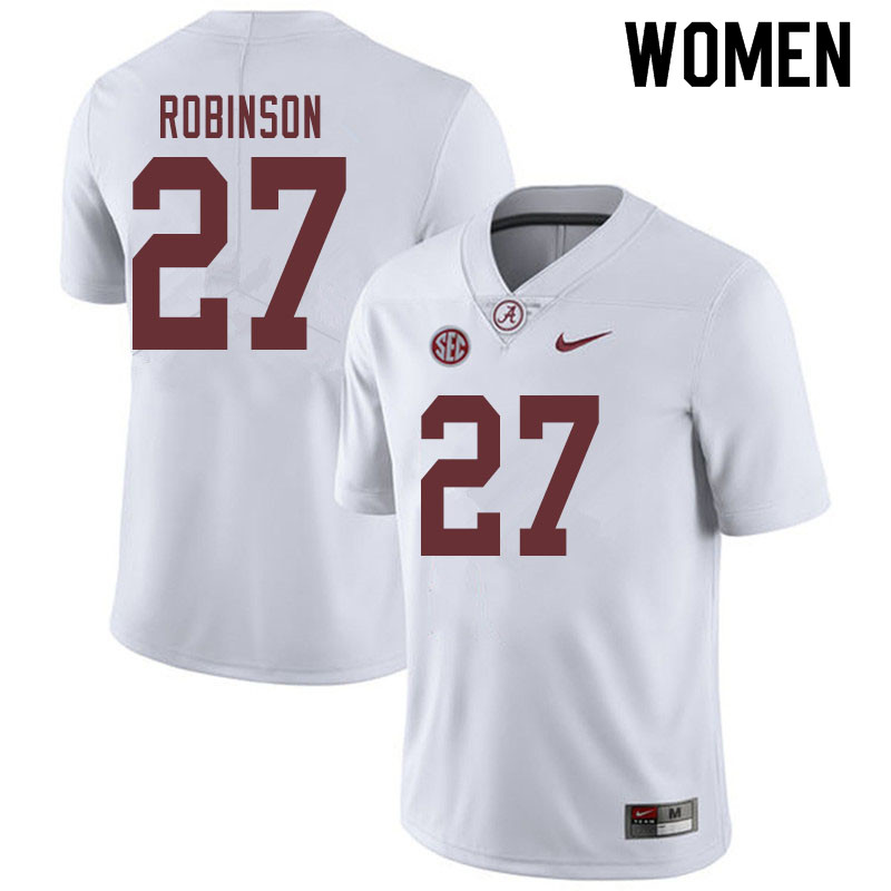 Women #27 Joshua Robinson Alabama Crimson Tide College Football Jerseys Sale-White